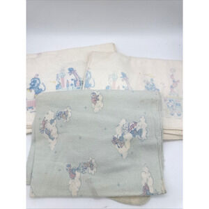 3 Vintage Comfort Flannel Baby Receiving Blanket Bird Lamb 30x40